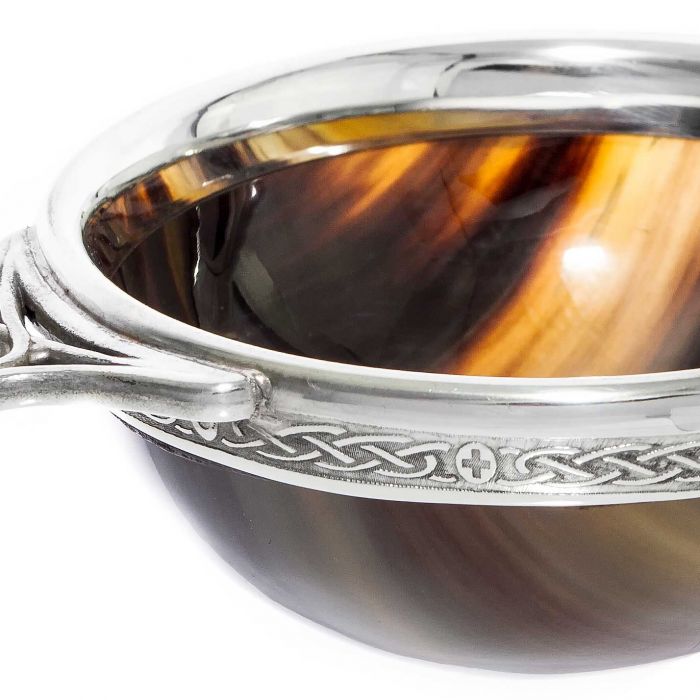 4" HORN AND PEWTER QUAICH BOWL 15420 